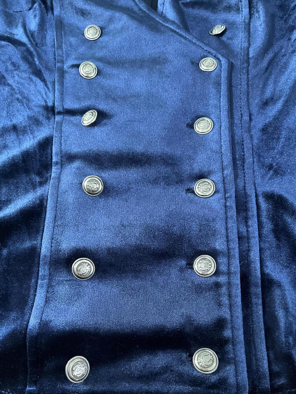 NEW Y2K Retro Vintage SZ M Velvet Blue Double Breasted Boho Button-Up Vest Top - Picture 7 of 10